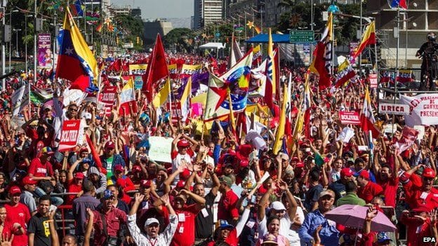 Venezuelans march against United States sanctions in 2014